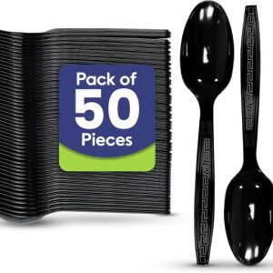 Hotpack Heavy Duty Plastic Spoon (Black Colour) 50 pcs