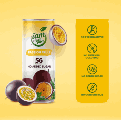 I am Superjuice Passion Fruit Juice 330 ml x 12 cans - Image 2