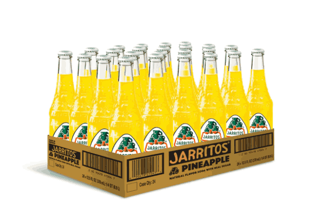 Jarritos Pineapple Natural Flavor Soda 370ml x 24 glass bottles