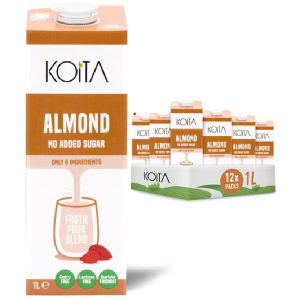 Koita Almond Milk, 1L, Pack of 12, No Added Sugar, Plant-Based, Vegan