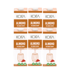 Koita Almond Milk, 1L, Pack of 6, No Added Sugar, Plant-Based, Vegan