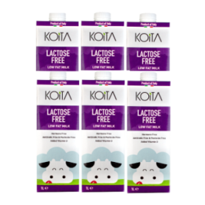 Koita Lactose Free Low Fat Milk, 1L, Pack of 6