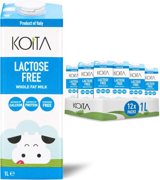 Koita Lactose Free Whole Fat Milk 1L, carton of 12 pcs