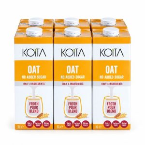 Koita Oat Milk 1L Made from Italian Oats, No Added Sugar, Vegan, Plant Based, Barista Friendly, Pack of 6