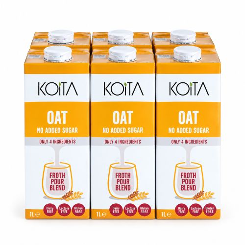 Koita Oat Milk 1L Made from Italian Oats, No Added Sugar, Vegan, Plant Based, Barista Friendly, Pack of 6