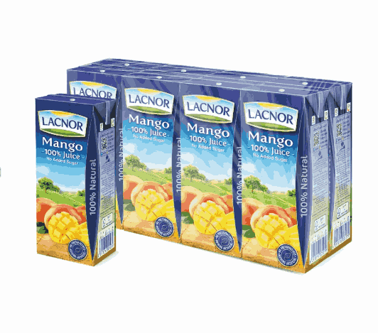 Lacnor Essentials Long Life Mango Juice No Added Sugar 180ml Pack of 8