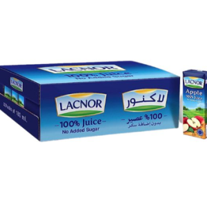 Lacnor Long Life No Added Sugar Apple Juice, 180ml carton of 32 pack