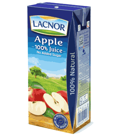Lacnor Long Life No Added Sugar Apple Juice, 180ml carton of 32 pack - Image 2