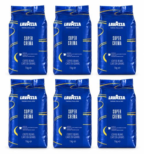 Lavazza Super Crema Coffee Beans (1kg), Carton of 6 packs
