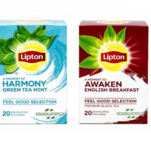 Lipton Green Tea Mint + English Breakfast Tea bags variety Pack 20 Envelope Teabags per box