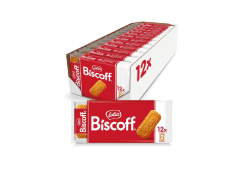 Lotus Biscoff Original Caramelised Individually Wrapped Biscuits 186g, carton of 12 packs