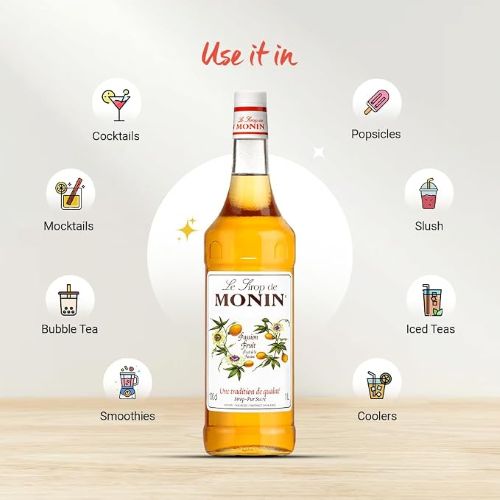 Monin Passion Fruit Syrup in Glass Bottle, 1L - Image 3