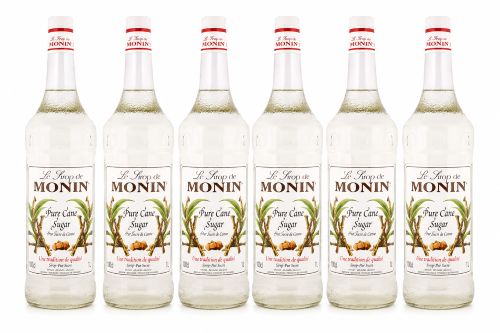 Monin Pure Cane Sugar Syrup In Glass Bottle, 1 Litre, Carton of 6 Bottles