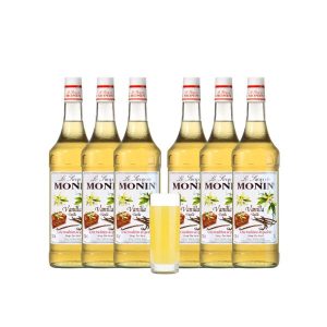 Monin Vanilla Syrup In Glass Bottle, 1L, carton of 6 bottles