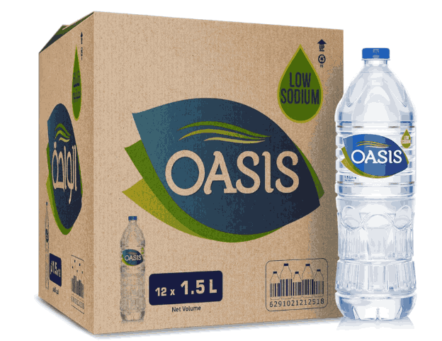 Oasis still drinking water 1.5L x 12 plastic bottles