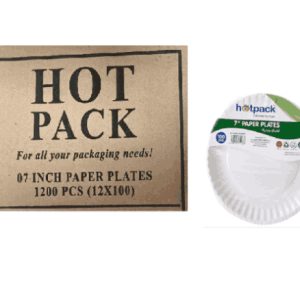 Paper Plate 7 inch 100 pc per pack, carton of 12 packs