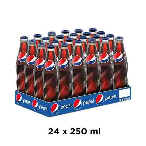 Pepsi Carbonated Soft Drink 250ml x 24 glass bottles
