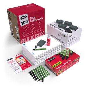 Show-me Original A4 Plain Dry Wipe Boards Class Kit 35pk