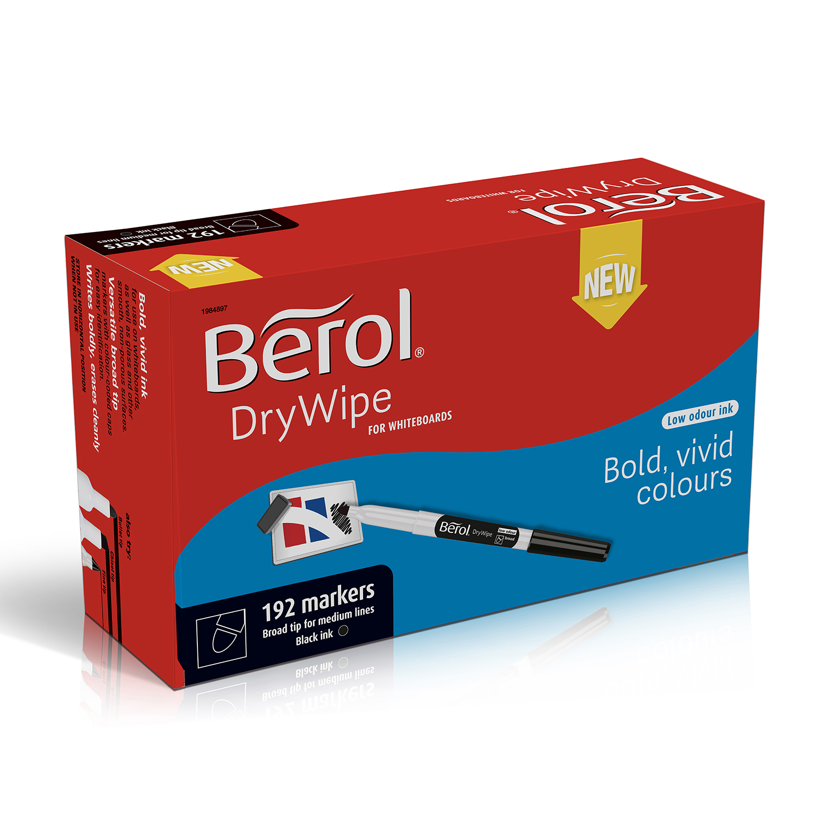 Berol Drywipe Slim Barrel Pens Broad Tip - Black 192pk