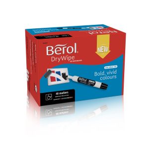 Berol Drywipe Markers Bullet Tip Assorted Colours 48pk