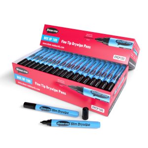 Show-me Black Drywipe Pens Fine Tip 100pk