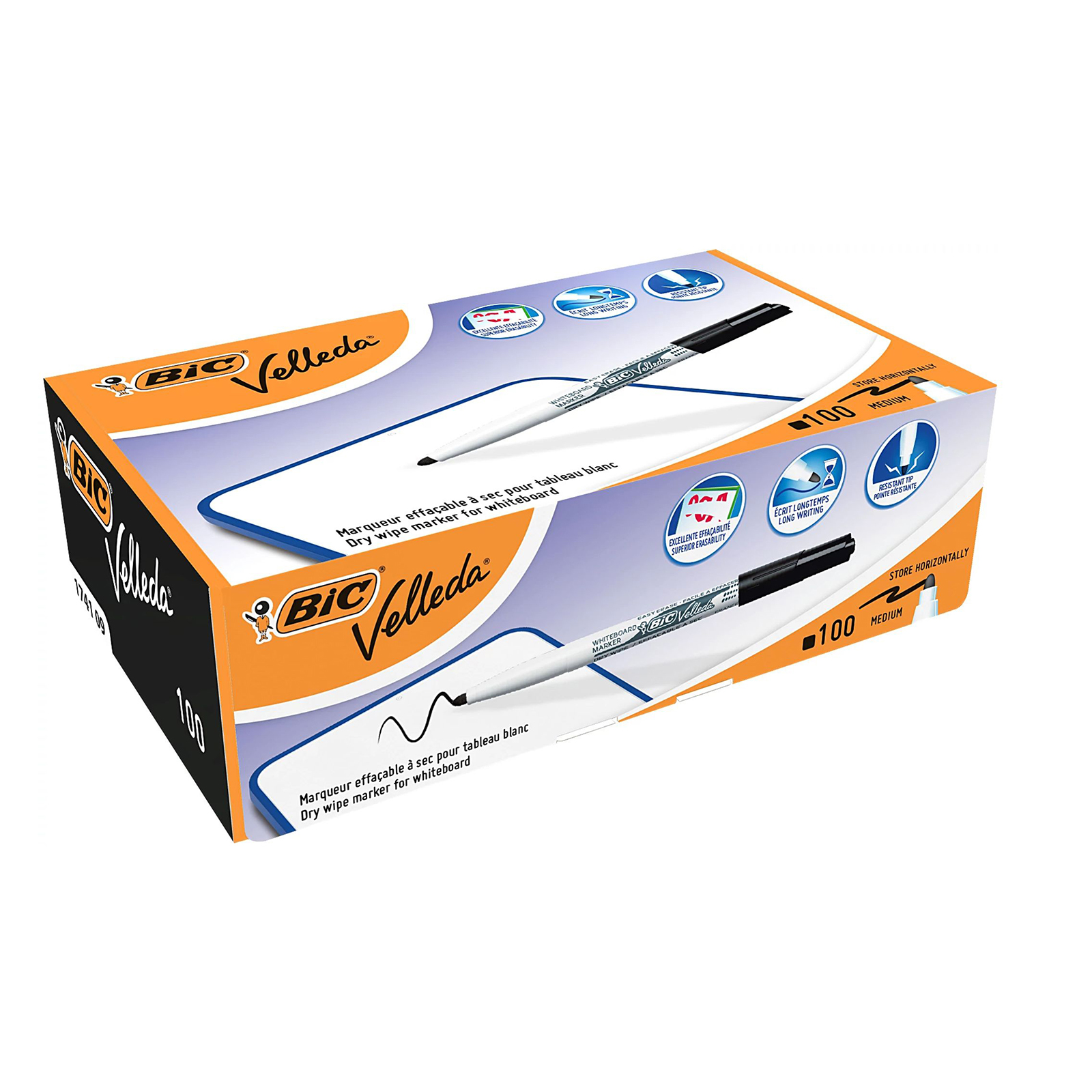 BIC Velleda Black Drywipe Marker Pens 100pk