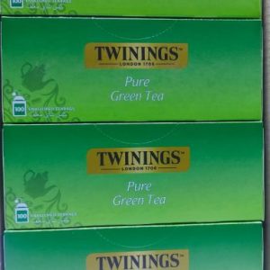 Twinings Pure Green Tea 100 Tea Bags individually wrapped, Carton of 4 boxes